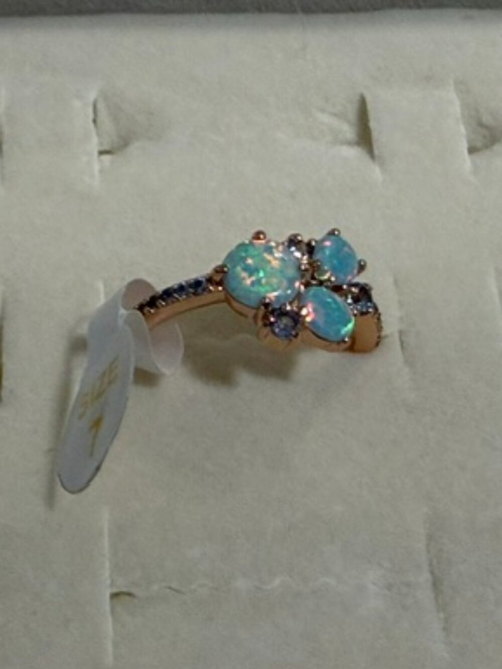 Bomb Party Rose Gold Fire Opal Cluster Ring Statement Band Size 7 NWT